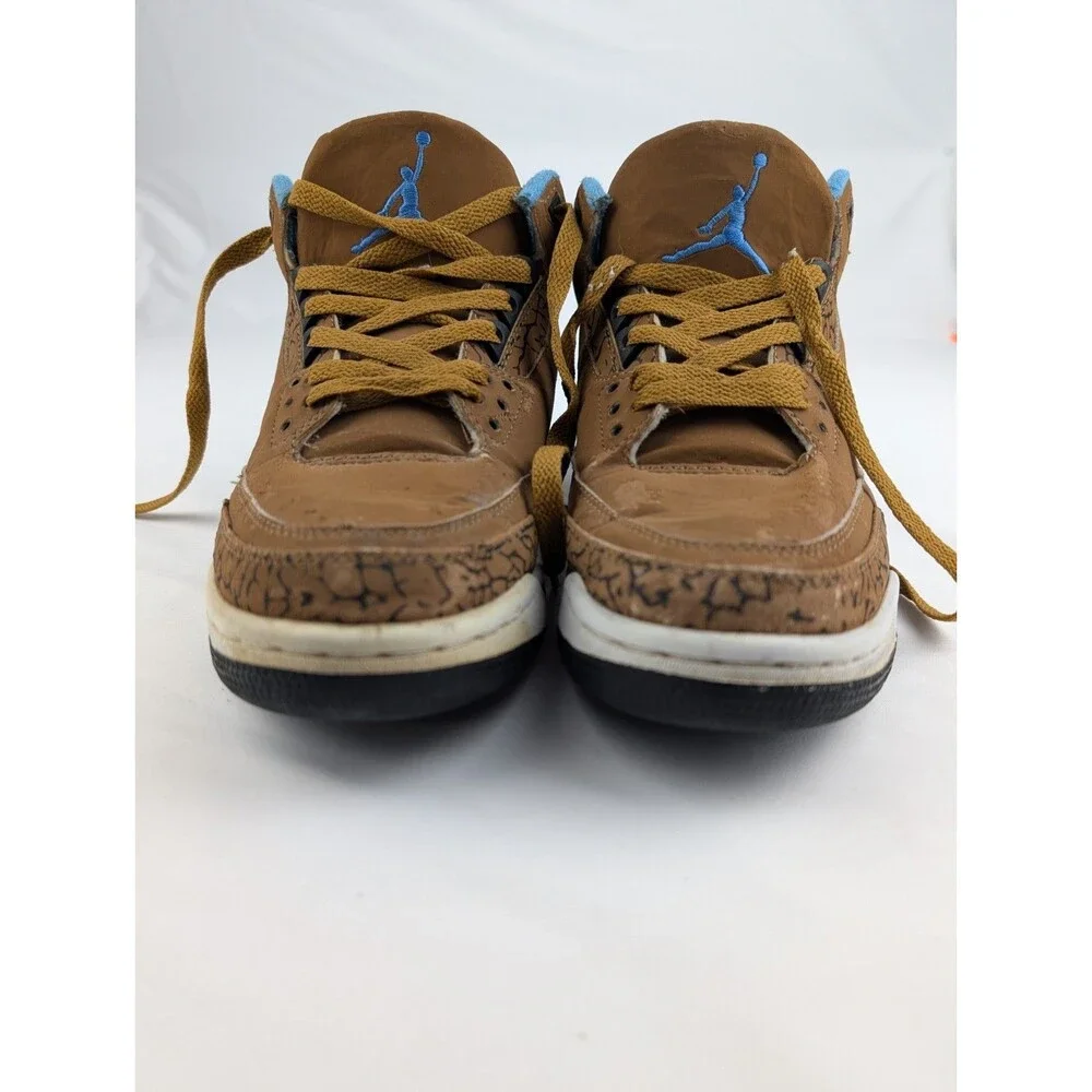Vintage Mens 9 Air Jordan 3 Retro Sport Brown Sneakers 136064-130 Blue Worn